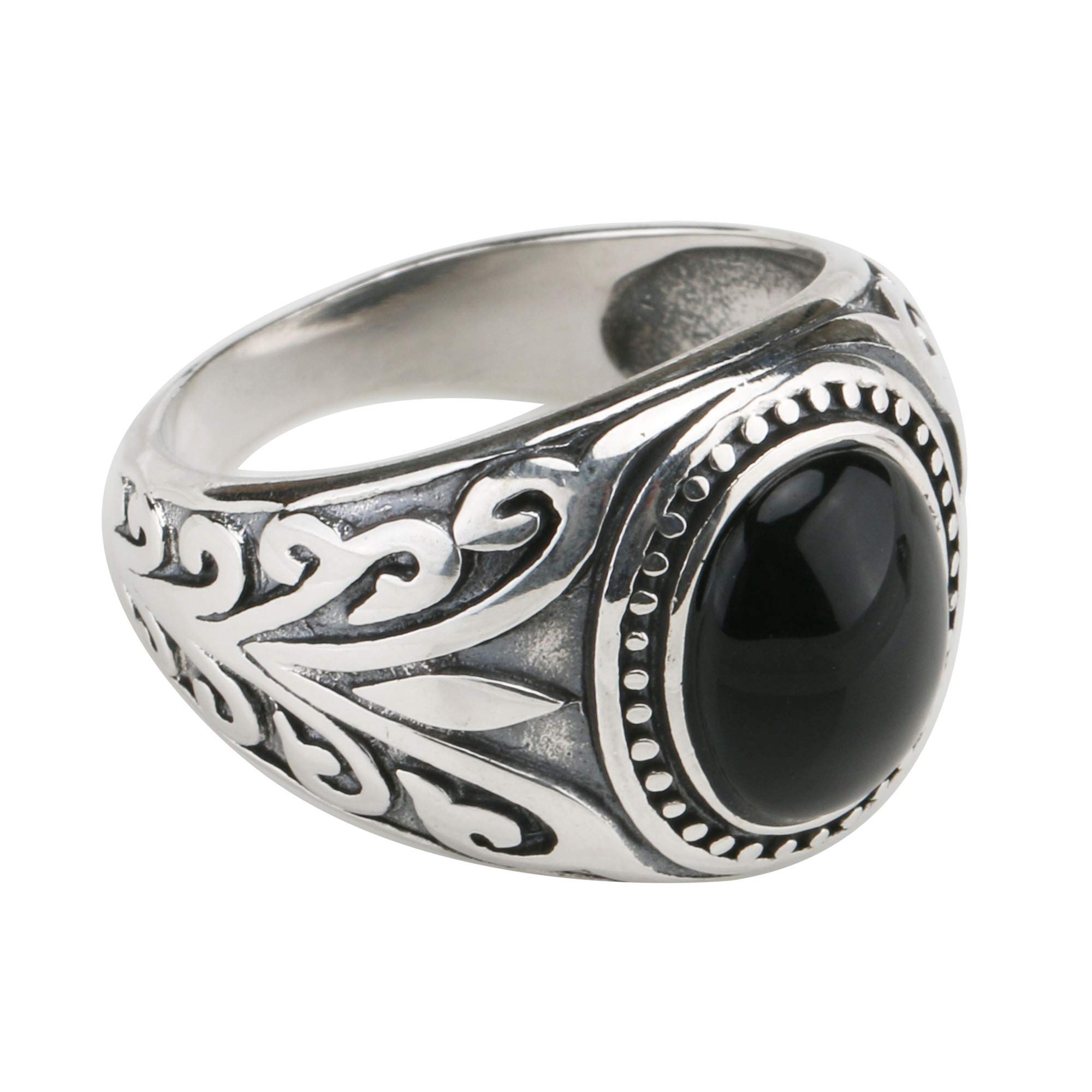 Amazon | [silver KYASYA]シルバー925 唐草 オニキスリング カレッジ